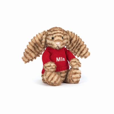 Jellycat Bashful Luxe Bunny Juniper with Red Jumper USA | 29308OYWD